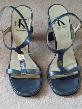 Vintage CK Calvin Klein t Strap Heeled Sandals